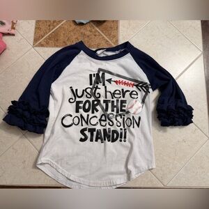 Kids Baseball Themed Raglan Shirt - Navy and White